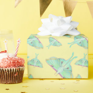 Papel De Regalo Luna Moth en amarillo