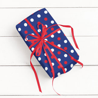 Papel De Regalo Lunares Azules Rojos y Blancos