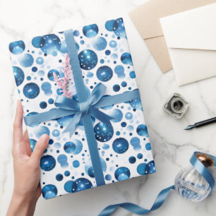 Papel De Regalo Lunares Azules sobre Blanco