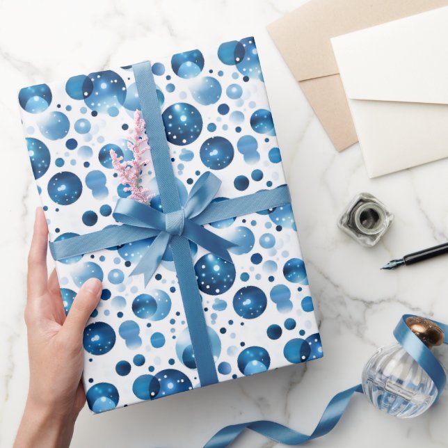 Papel De Regalo Lunares Azules sobre Blanco  (Regalar)
