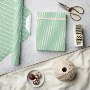 Papel De Regalo Lunares blancos sobre verde salvia