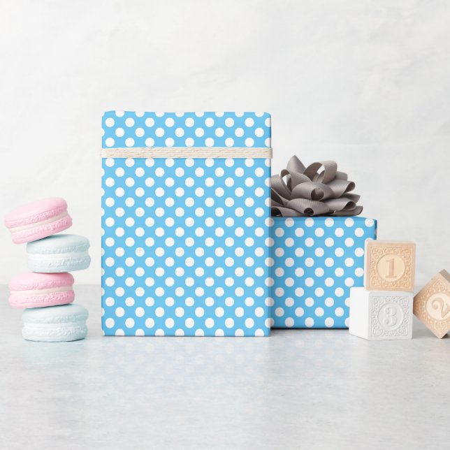 Papel De Regalo Lunares blancos y azules (Baby Shower)