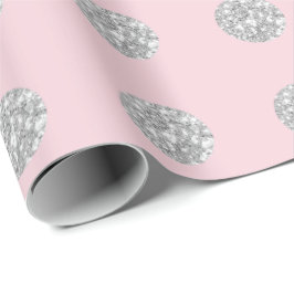 Papel De Regalo Lunares Brillo Rosa Rosado Plateado Boda Nupcial