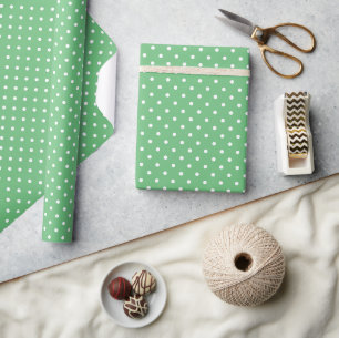 Papel De Regalo Lunares Clásicos Blanco - Verde de Verano