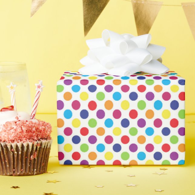 Papel De Regalo Lunares Coloridos (Fiesta de cumpleaños )