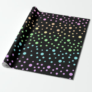 Papel De Regalo Lunares de Arcoíris Negro