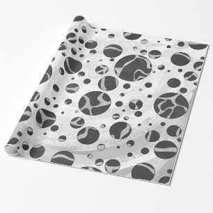 Papel De Regalo Lunares de Jirafa Estampado Negro y Gris Claro