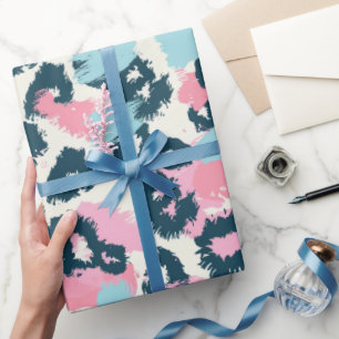 Papel De Regalo Lunares de leopardo pastel azul rosa