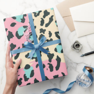 Papel De Regalo Lunares de leopardo rosa pastel retro