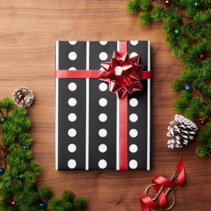 Papel De Regalo Lunares de rayas blancas y negras