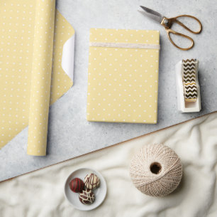Papel De Regalo Lunares diminutos blancos - Amarillo Canario