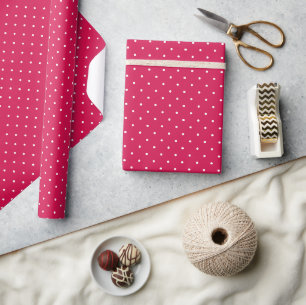 Papel De Regalo Lunares diminutos blancos - Rojo frambuesa