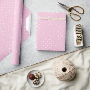 Papel De Regalo Lunares diminutos blancos - Rosa claro