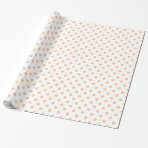 Papel De Regalo Lunares grandes - melocotón profundo en blanco