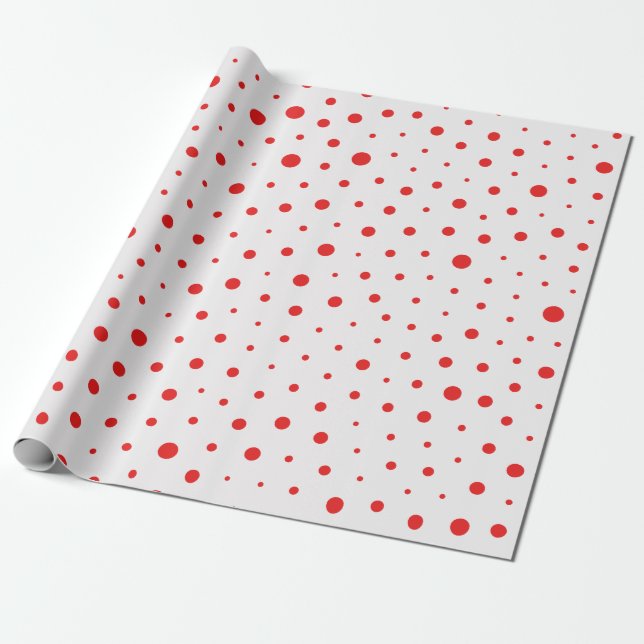 Papel De Regalo Lunares modernos elegantes - personalizar Rojo BG (Desenrollado)