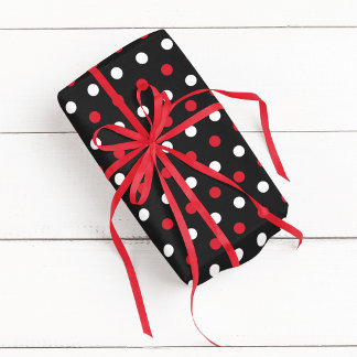Papel De Regalo Lunares negros rojos y blancos