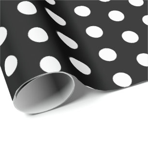 Papel De Regalo Lunares Patrón Animado Negro Blanco