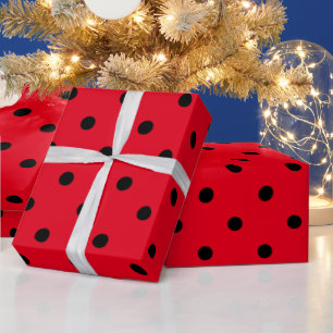 Papel De Regalo Lunares rojos y negros