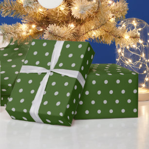 Papel De Regalo Lunares Simples Verde Oscuro y Gris
