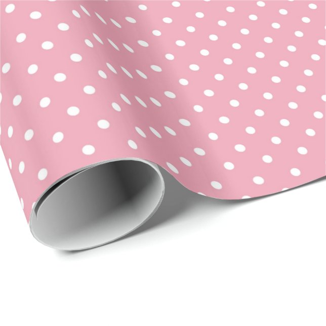 Papel De Regalo Lunares sobre patrón rosa (Esquina del rollo)