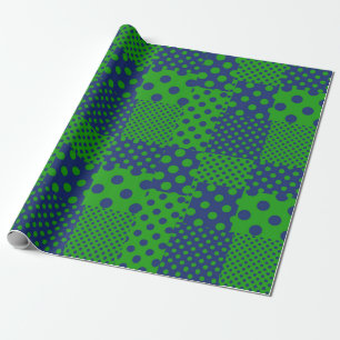 Papel De Regalo Lunares verdes azules parches 