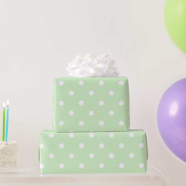 Papel De Regalo Lunares Verdes de Bebe (Regalos de fiesta)