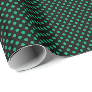 Papel De Regalo Lunares Verdes de Trébol sobre Negro