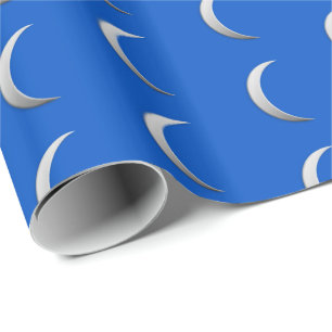 Papel De Regalo Lunas crecientes de plata - fondo del azul de