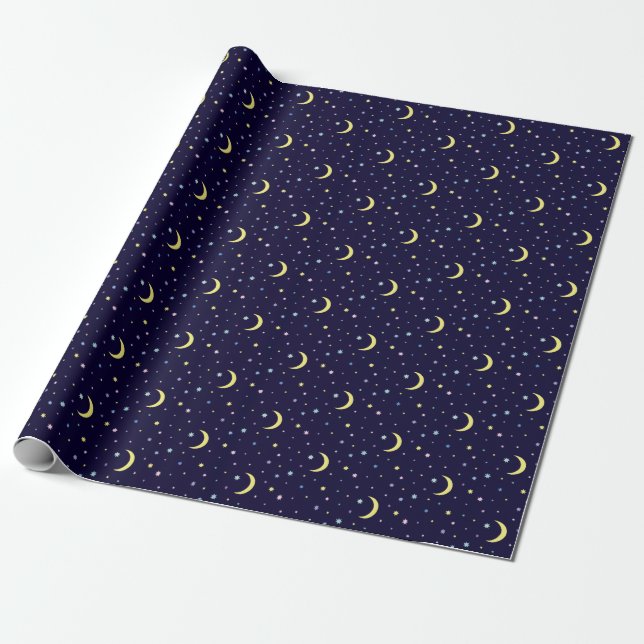 Papel De Regalo Lunas y estrellas. (Desenrollado)