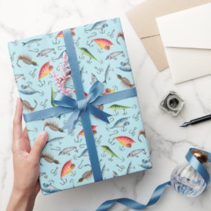 Papel De Regalo Lures de pesca en azul Celeste