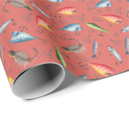 Papel De Regalo Lures de pesca en rosa de coral oscuro