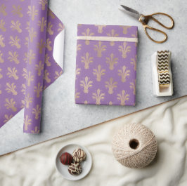 Papel De Regalo Lux Gold Fleur de Lis y Amethyst