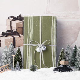 Papel De Regalo Lux Navidades franjas blancas en verde