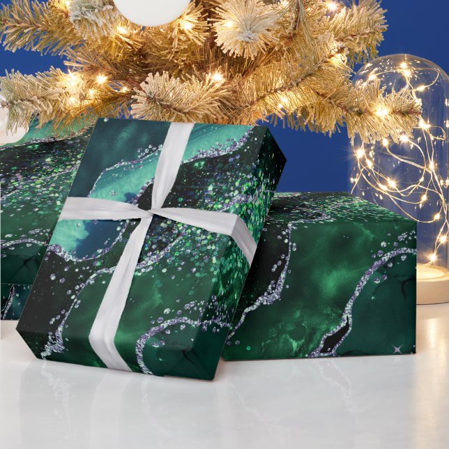 Papel De Regalo Luxe Gemstone Emerald Glitter Agate (Vacaciones)