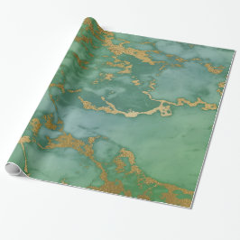 PAPEL DE REGALO LUXE GREEN ORO ORO MÁRMOL ARRASTRANDO GALA DE REGA