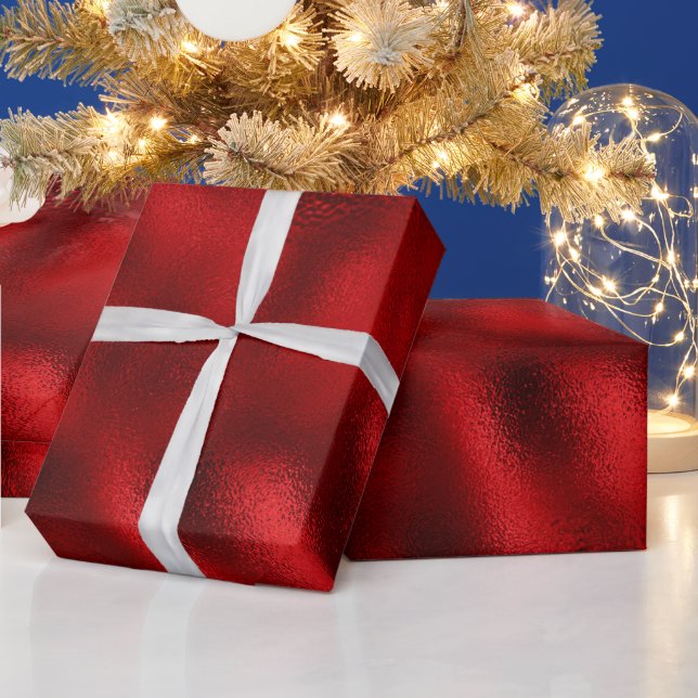 Papel De Regalo Luxe Red Faux Foil (Vacaciones)