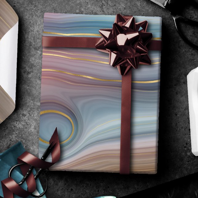 Papel De Regalo Luxe Strata | Agitación rosa de pizarra azul turbi (Subido por el creador)