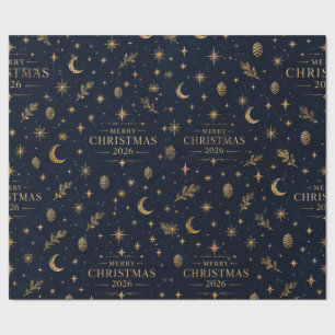 Papel de regalo LUXUOSO Navidad Botánico Floral Az