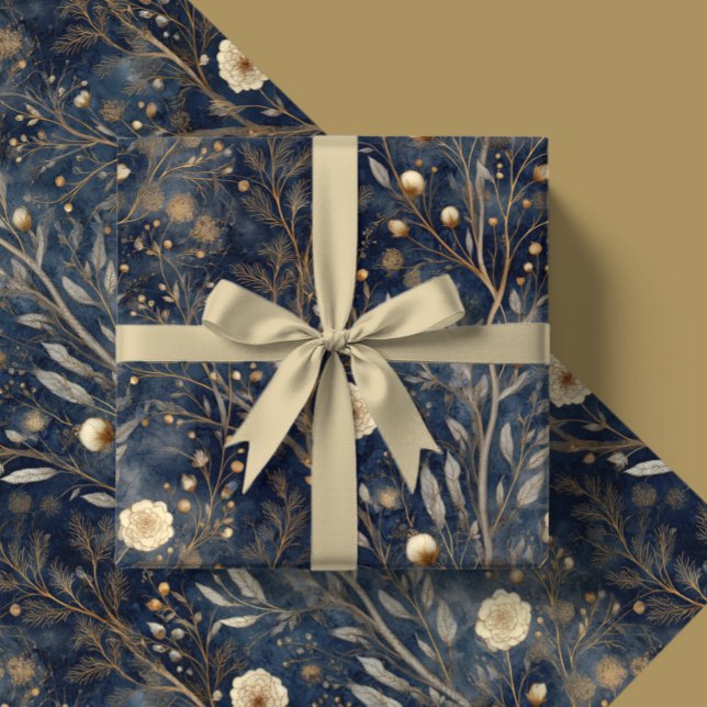 Papel De Regalo Luxury Christmas Navy and Cream Floral Gift  (Subido por el creador)