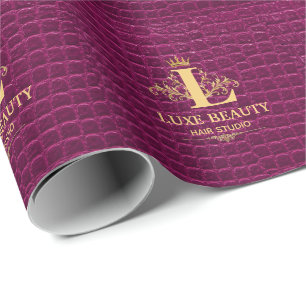 Papel De Regalo Luxury Crocodile Leather Monogram Gold Initial 