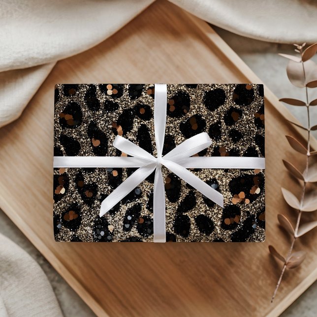 Papel De Regalo Luxury Glitter Brown Black Gold Leopard Pattern (Subido por el creador)