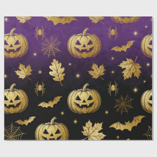 Papel De Regalo Luxury Gold Glitter Halloween Gift Wrap