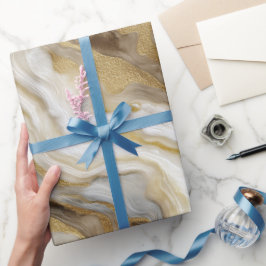 Papel De Regalo Luxury Marble Gold White Harmony Abstract Pattern
