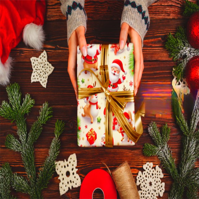 Papel De Regalo : Luxury Victorian Santa & Reindeer Christmas Wrap (Subido por el creador)