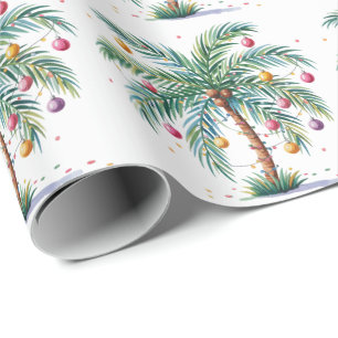 Papel De Regalo Luz de árbol de palmeras de navidad moderna
