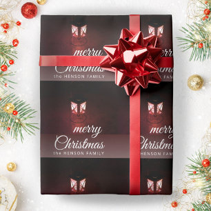 Papel De Regalo Luz de Linterna Antigua Feliz Navidad Escritura Fa