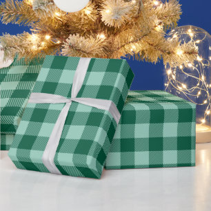 Papel De Regalo Luz de Navidad Verde Cazador Teal Cuadro Búfalo