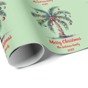 Papel De Regalo Luz personalizada de arbol de palma navideña