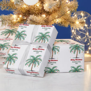 Papel De Regalo Luz personalizada de arbol de palma navideña