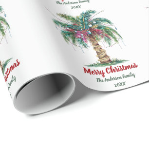 Papel De Regalo Luz personalizada de arbol de palma navideña